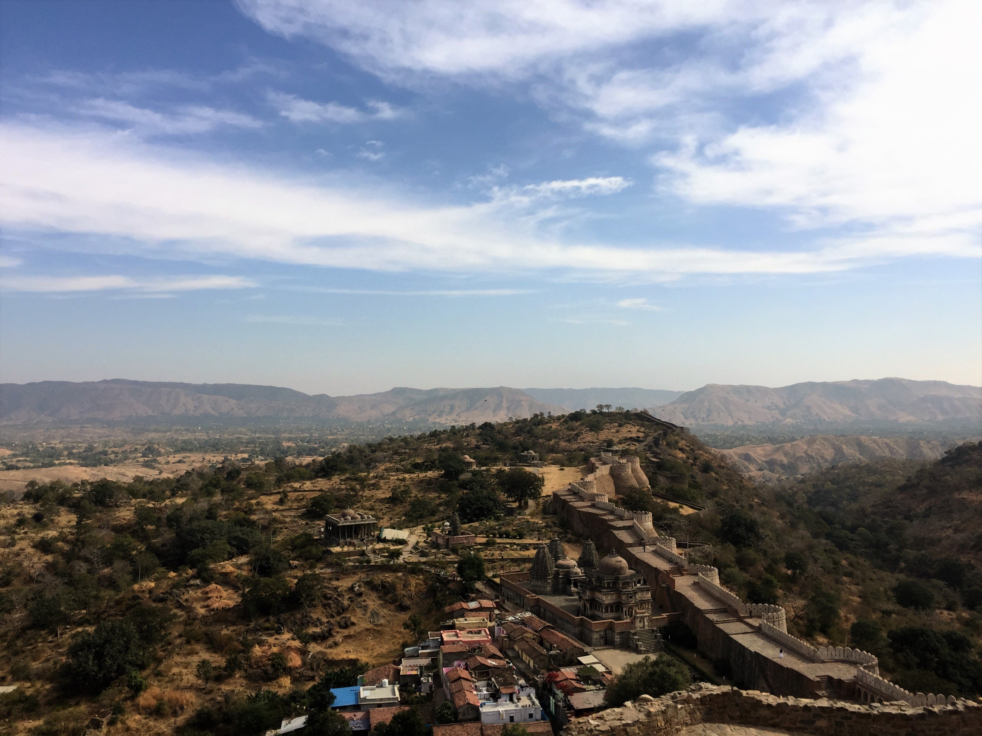 Aerial view of the fort and the surrounding hills